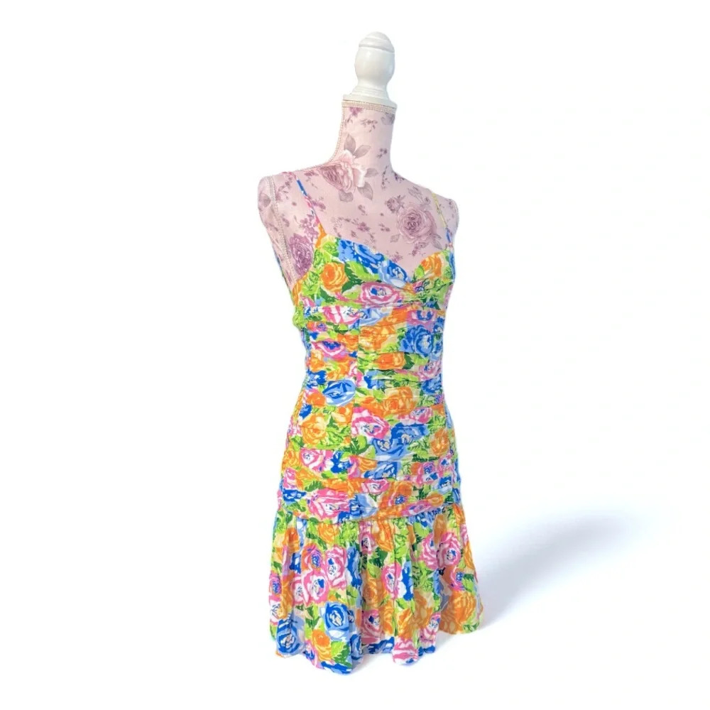Zara Floral Pleated Mini Sundress - Picture 2 of 8